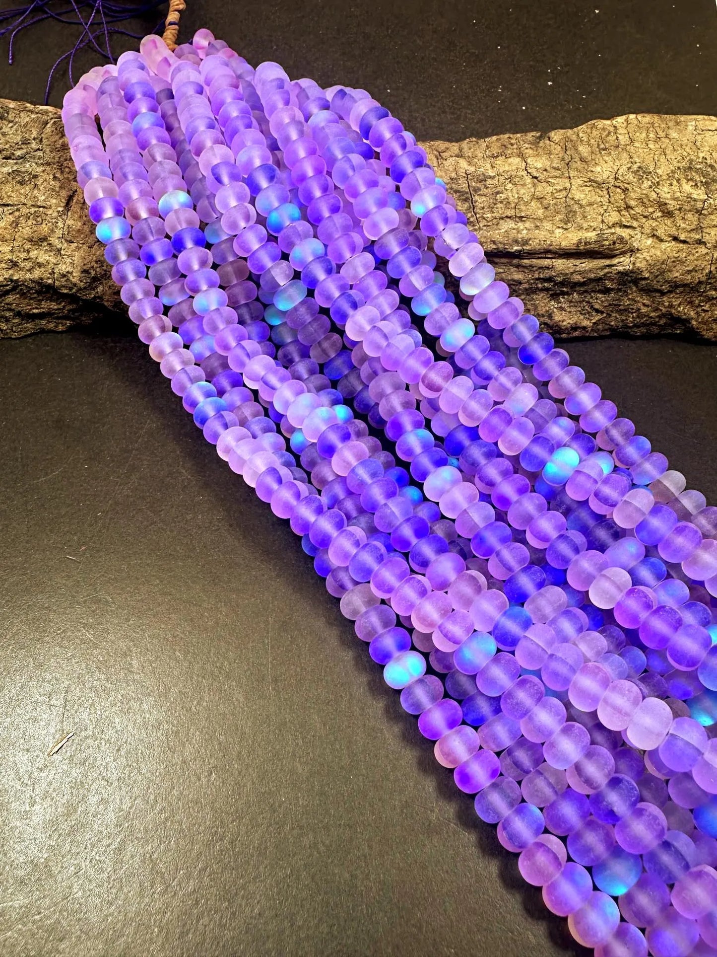 Beautiful Purple Mermaid Glass Beads with Stunning Flash, 5x8mm Rondelle Shape High Quality 15.5"