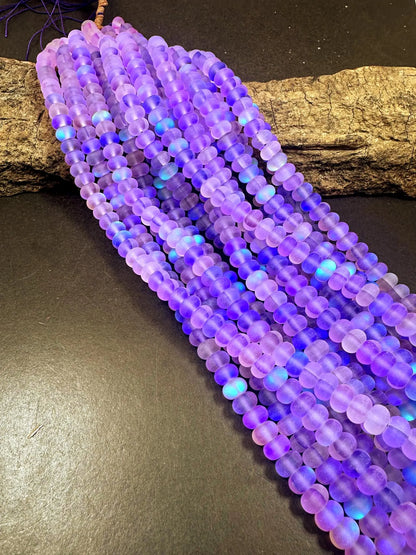 Beautiful Purple Mermaid Glass Beads with Stunning Flash, 5x8mm Rondelle Shape High Quality 15.5"