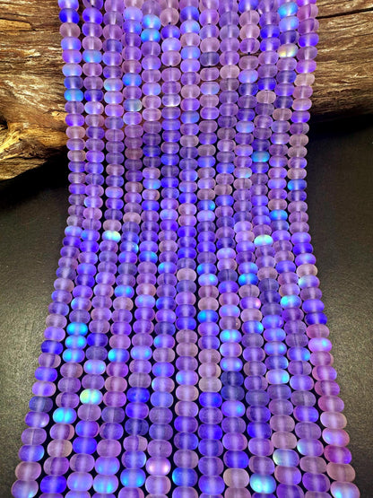 Beautiful Purple Mermaid Glass Beads with Stunning Flash, 5x8mm Rondelle Shape High Quality 15.5"