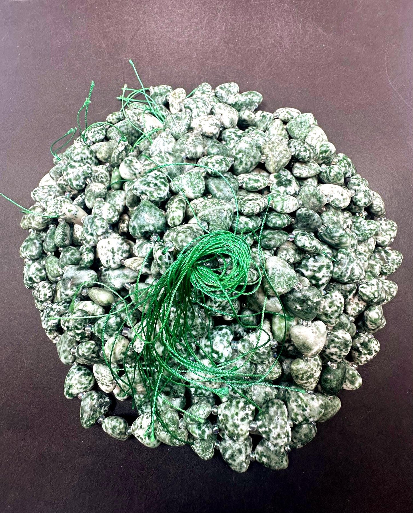 Natural Tree Agate Heart Shaped Bead 14mm. Gorgeous green white color gemstone bead. Great quality 15"