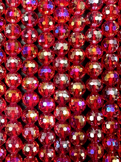 Beautiful Red Crystal Round Shape Faceted Bead. Gorgeous high quality crystal bead! Full strand 15.5"
