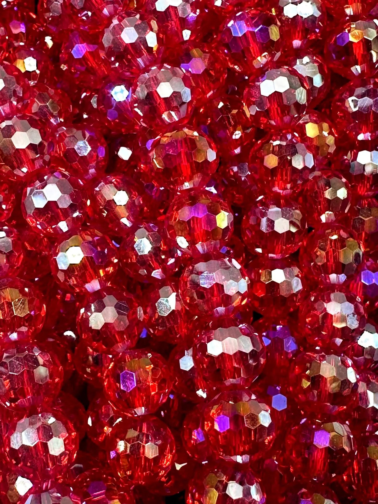 Beautiful Red Crystal Round Shape Faceted Bead. Gorgeous high quality crystal bead! Full strand 15.5"