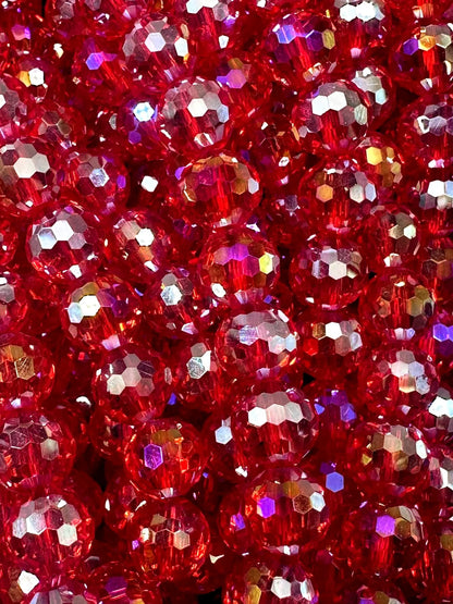 Beautiful Red Crystal Round Shape Faceted Bead. Gorgeous high quality crystal bead! Full strand 15.5"
