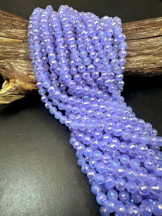 Beautiful Lavender Blue Crystal Round Shape Faceted Bead. Gorgeous high quality crystal bead! Full strand 15.5"