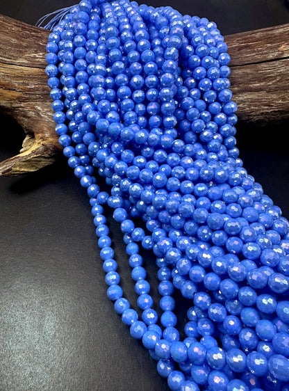 Beautiful Blue Purple Crystal Round Shape Faceted Bead. Gorgeous high quality crystal bead! Full strand 15.5"