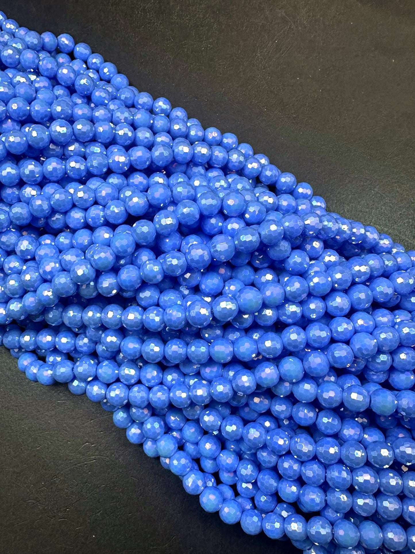 Beautiful Blue Purple Crystal Round Shape Faceted Bead. Gorgeous high quality crystal bead! Full strand 15.5"