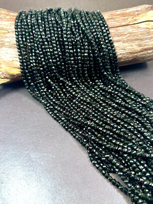 Beautiful Green Sandstone Faceted Cube Shape, Gorgeous Green Color  High Quality 15.5"