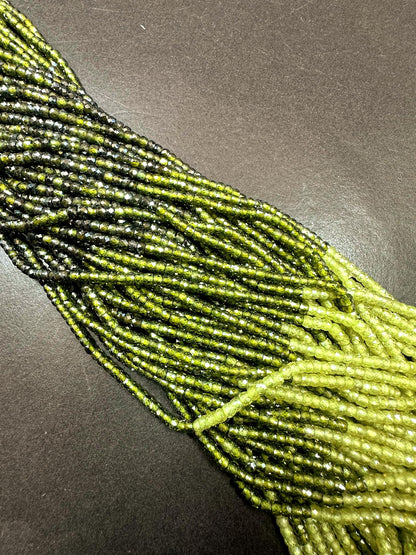 Multicolor Cubic Zirconia Faceted Rondelle Shape, Gorgeous Light-Deep Olive Green High Quality 15.5"