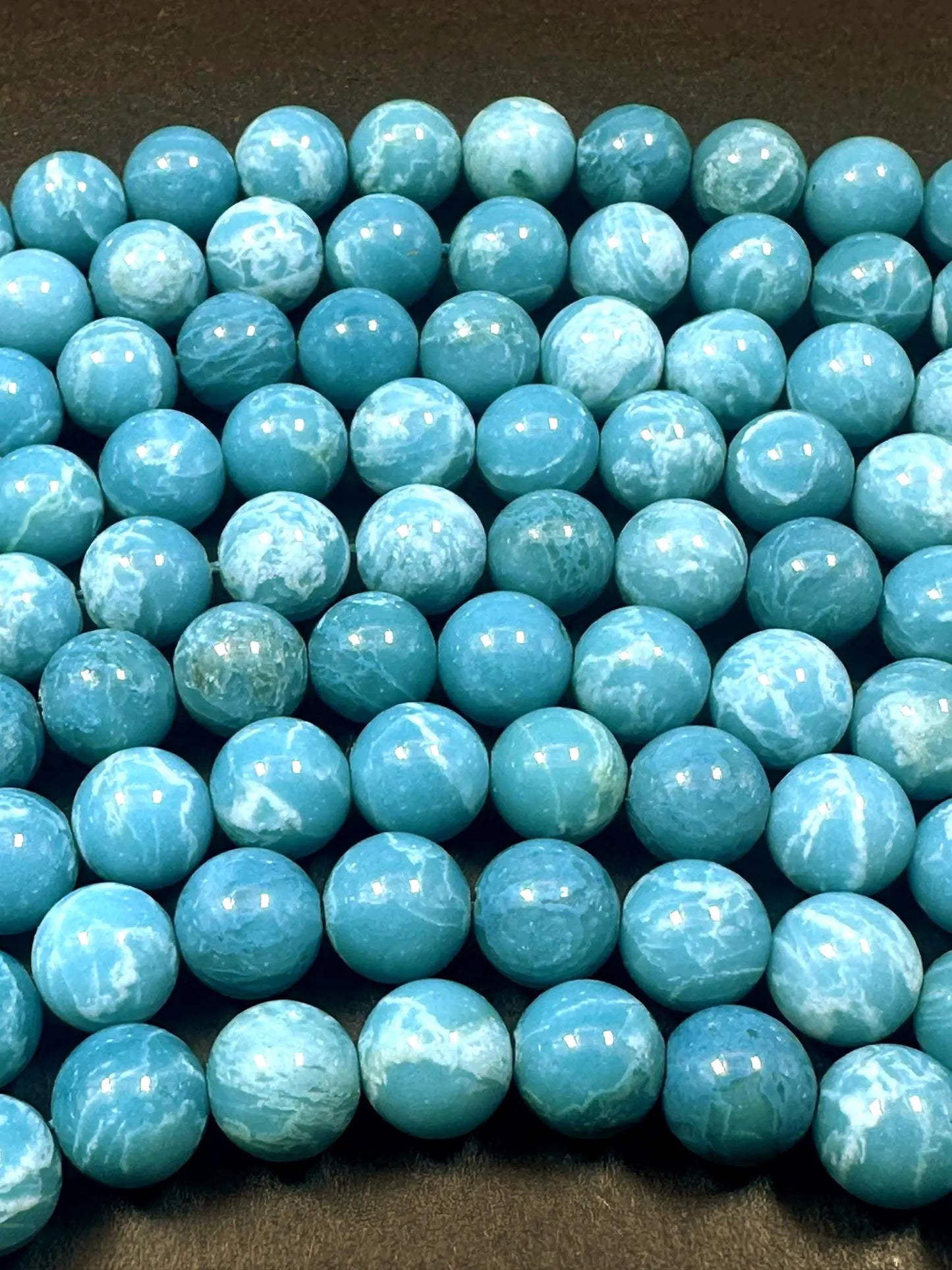 Natural Larimar quartz stone bead . 6mm 8mm 10mm 12mm round bead . Beautiful skin blue Larimar color gemstone . Full strand length 15.5”