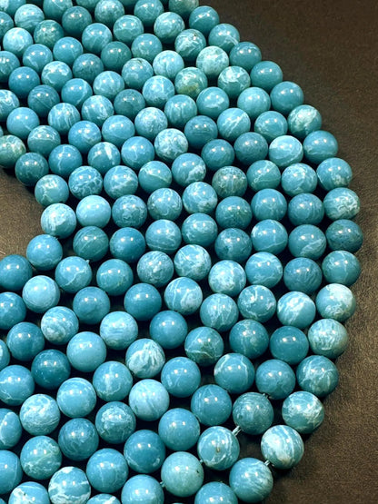 Natural Larimar quartz stone bead . 6mm 8mm 10mm 12mm round bead . Beautiful skin blue Larimar color gemstone . Full strand length 15.5”