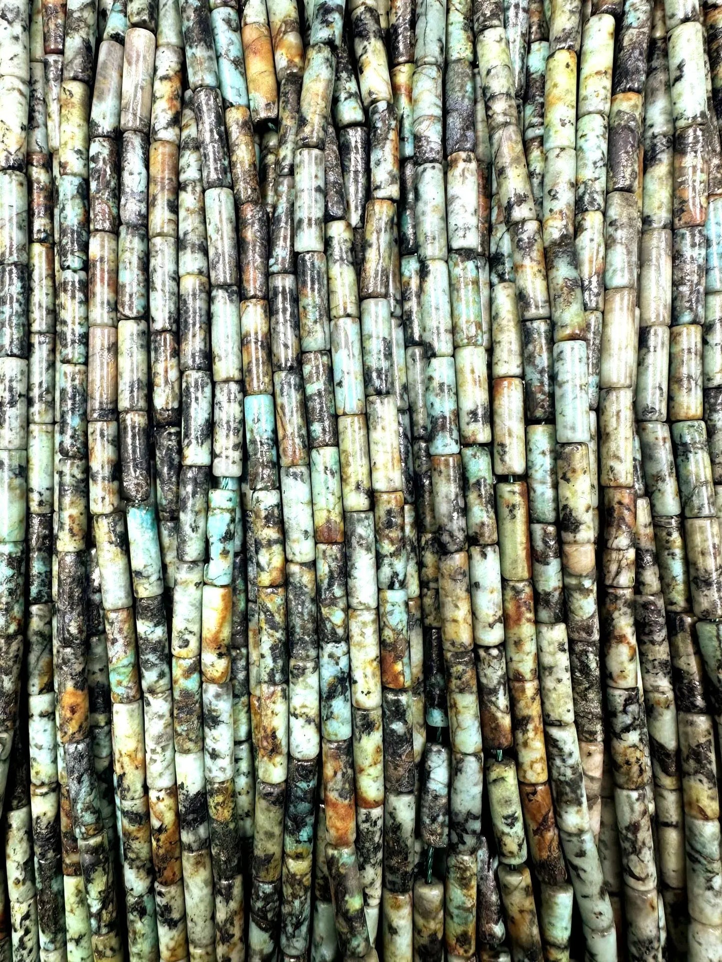 Natural African Turquoise Thin Tube Shape 4x13mm, High Quality 15.5"