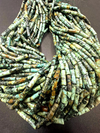 Natural African Turquoise Thin Tube Shape 4x13mm, High Quality 15.5"