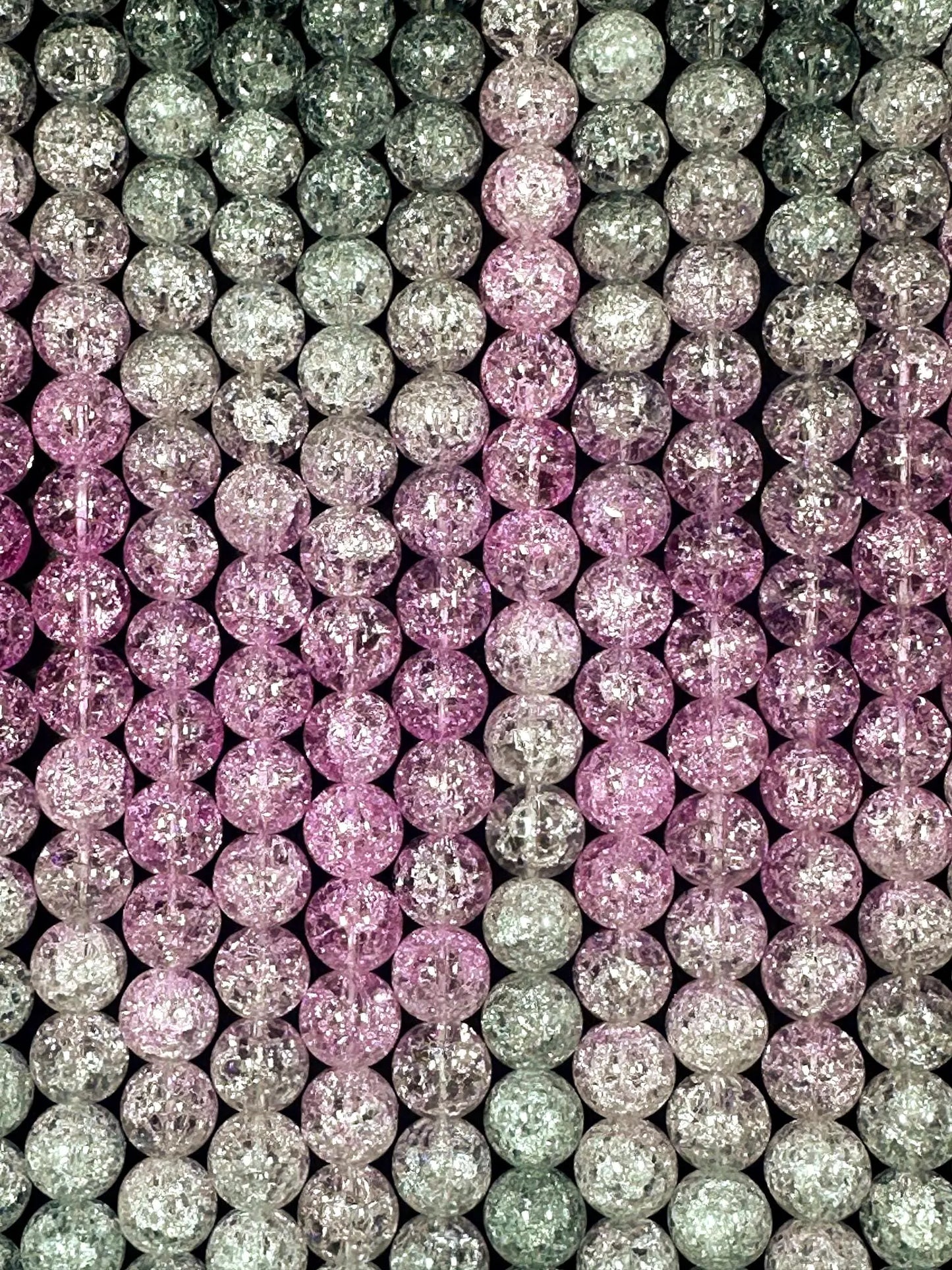 Gorgeous Baby Pink Gray Two Shaded Crystal Crack Bead Smooth Round Shape High Quality 15.5"