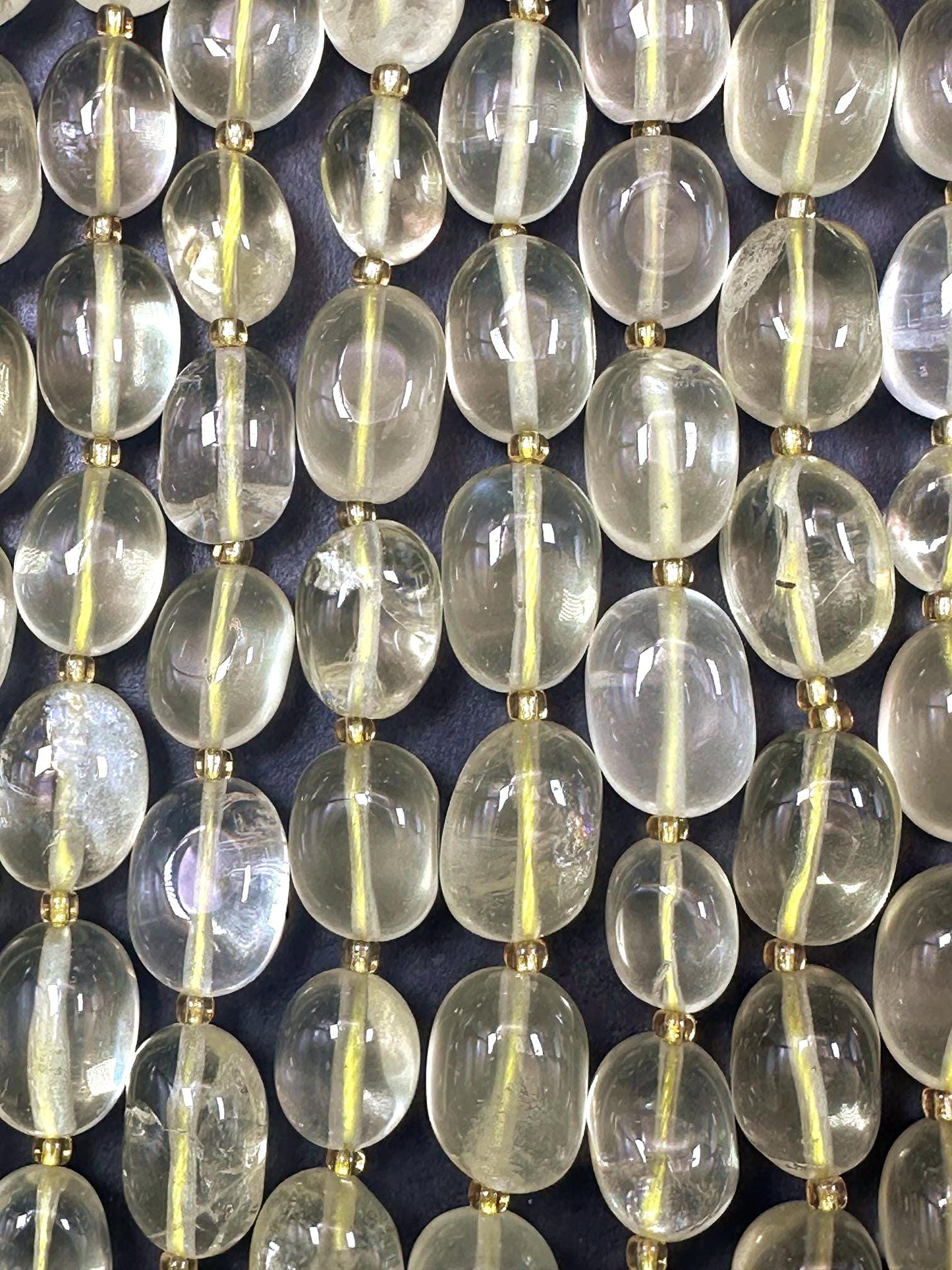 Beautiful Clear Yellow Lemon Quartz Pebble Freeform Shape, 10-13mm High Quality 15.5"