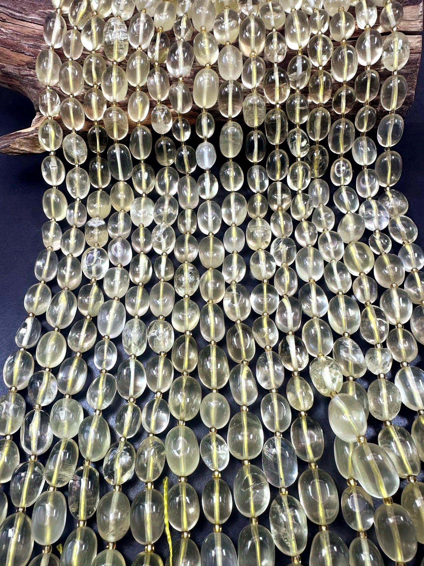 Beautiful Clear Yellow Lemon Quartz Pebble Freeform Shape, 10-13mm High Quality 15.5"