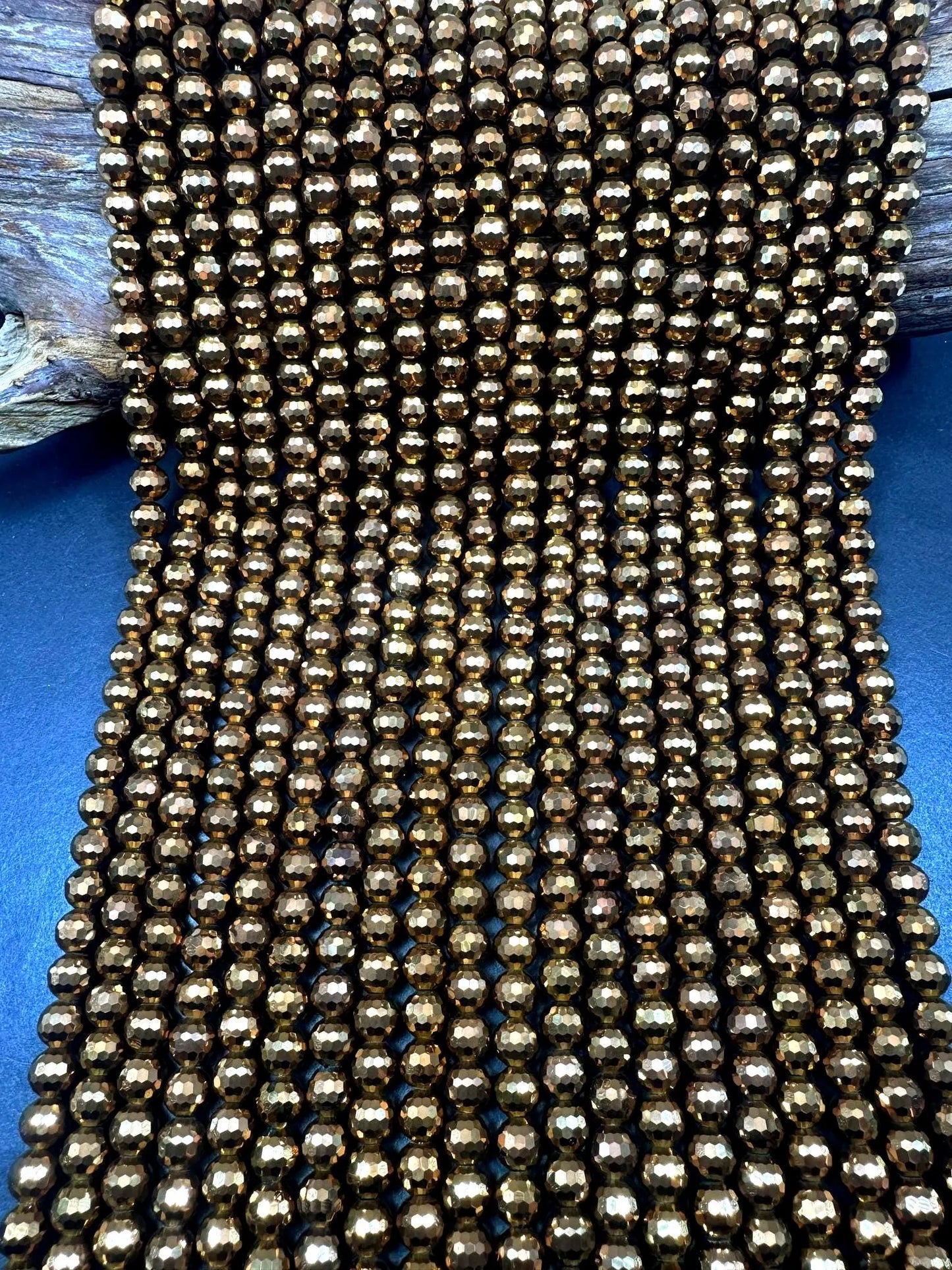 Beautiful Bronze Hematite Gemstone Bead, Faceted Round Beads, Gorgeous Gunmetal Bronze Color Loose Beads Full Strand 15.5"