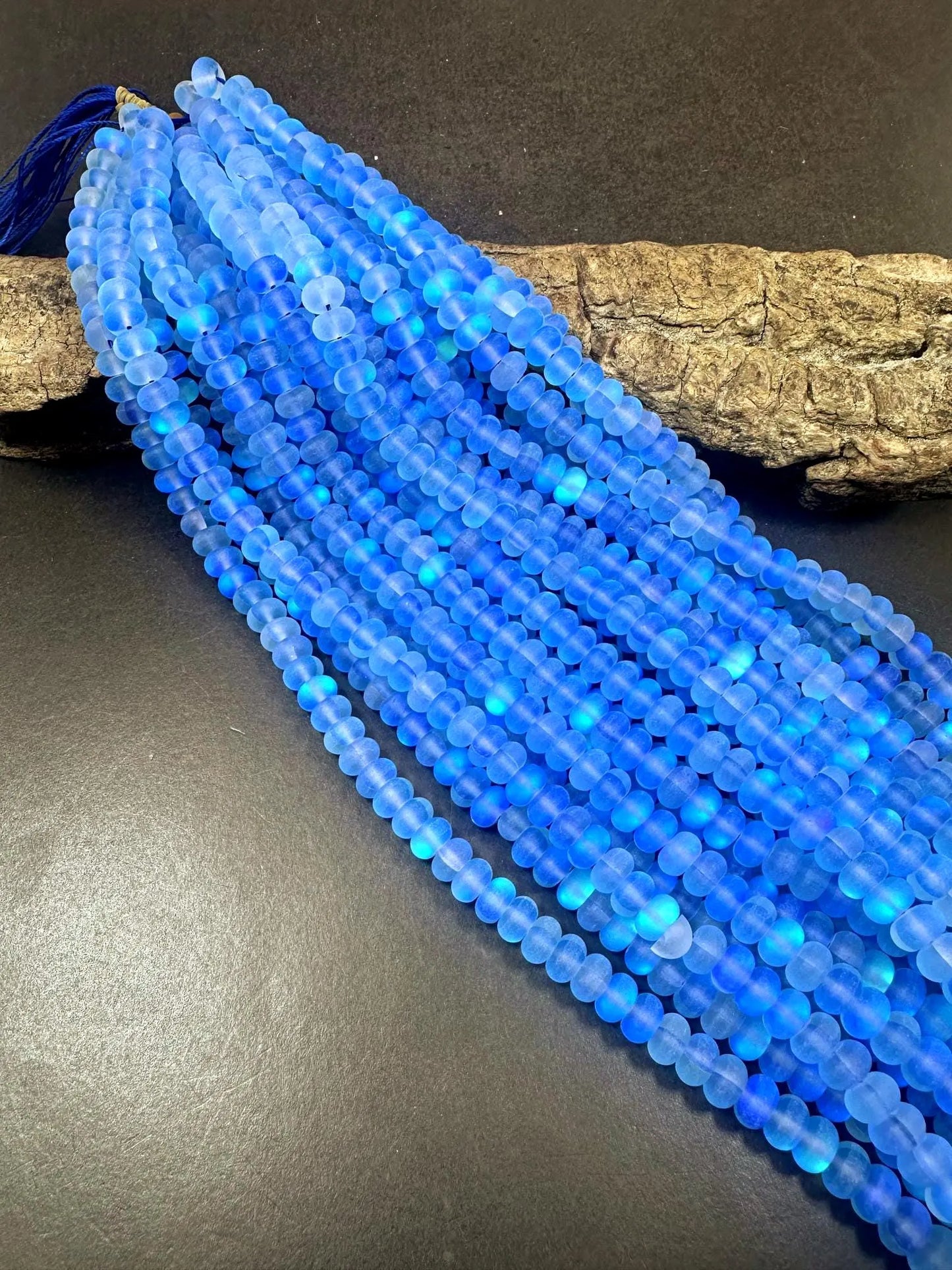 Beautiful Blue Mermaid Glass Beads with Stunning Flash, 5x8mm Rondelle Shape High Quality 15.5"
