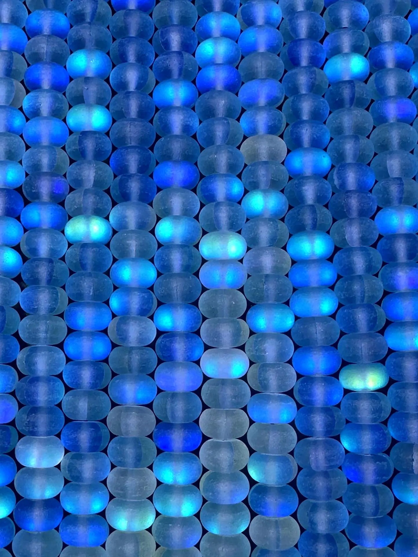 Beautiful Blue Mermaid Glass Beads with Stunning Flash, 5x8mm Rondelle Shape High Quality 15.5"