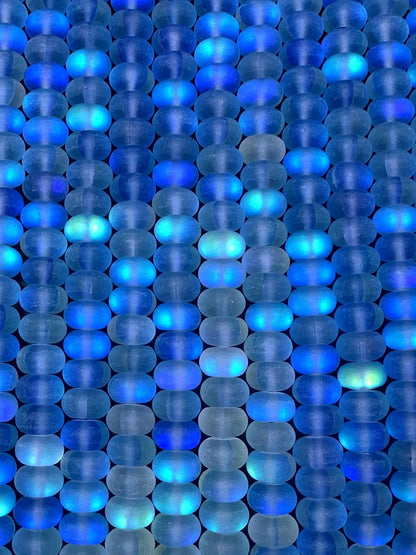 Beautiful Blue Mermaid Glass Beads with Stunning Flash, 5x8mm Rondelle Shape High Quality 15.5"
