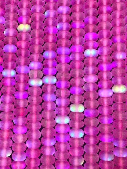 Beautiful Pink Mermaid Glass Beads with Stunning Flash, 5x8mm Rondelle Shape High Quality 15.5"