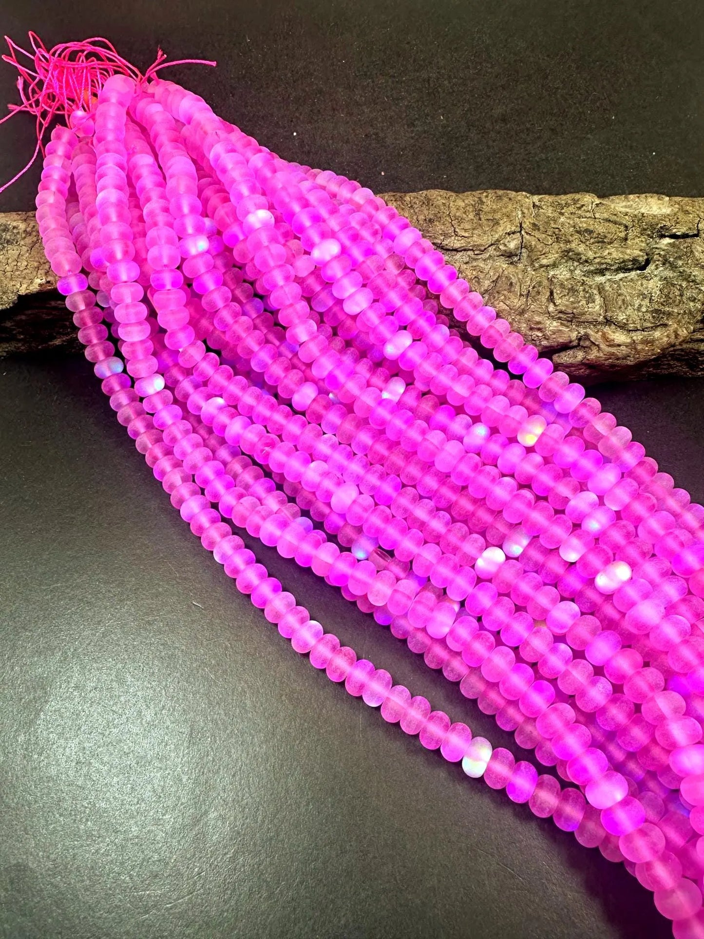 Beautiful Pink Mermaid Glass Beads with Stunning Flash, 5x8mm Rondelle Shape High Quality 15.5"