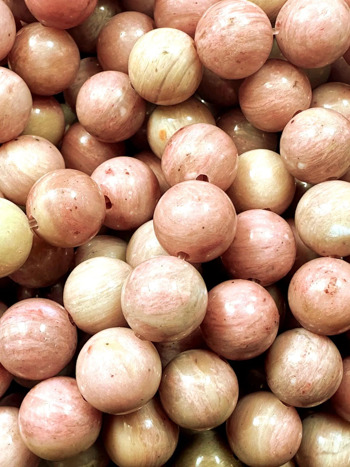 Natural Rhodonite Gemstone Bead Smooth Round Shape. Beautiful Pink Color Bead. 4mm, 6mm, 8mm, 10mm, 12mm. Great Quality 15.5"