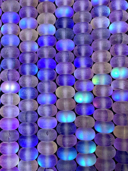 Beautiful Purple Mermaid Glass Beads with Stunning Flash, 5x8mm Rondelle Shape High Quality 15.5"