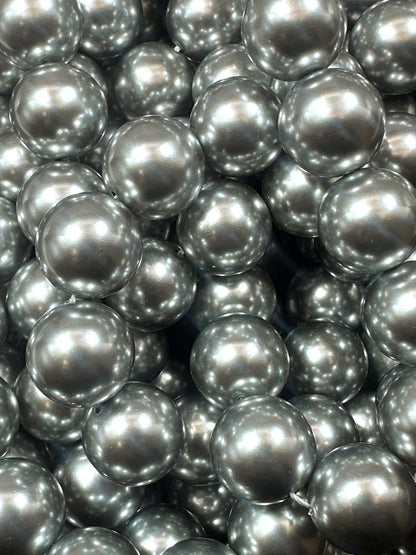 Gorgeous Silver Swarovski Pearl Crystal Beads, 4mm 6mm 8mm 10mm 12mm Round Shape Bead. Beautiful Silver Color, Great Quality 15.5"