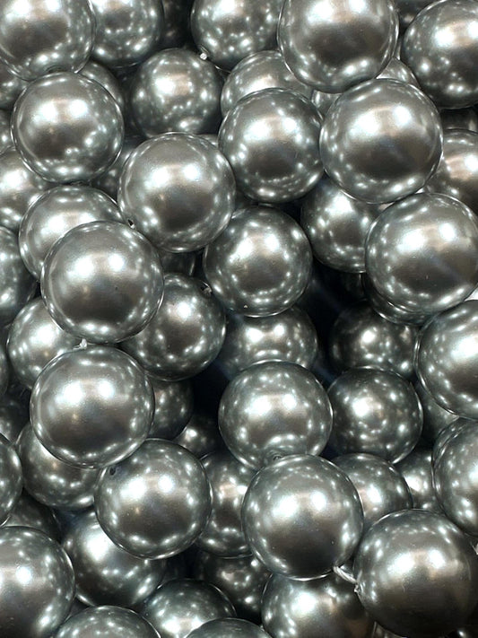 Gorgeous Chinese Silver Swarovski Pearl Crystal Beads, 4mm 6mm 8mm 10mm 12mm Round Shape Bead. Beautiful Silver Color, Great Quality 15.5"