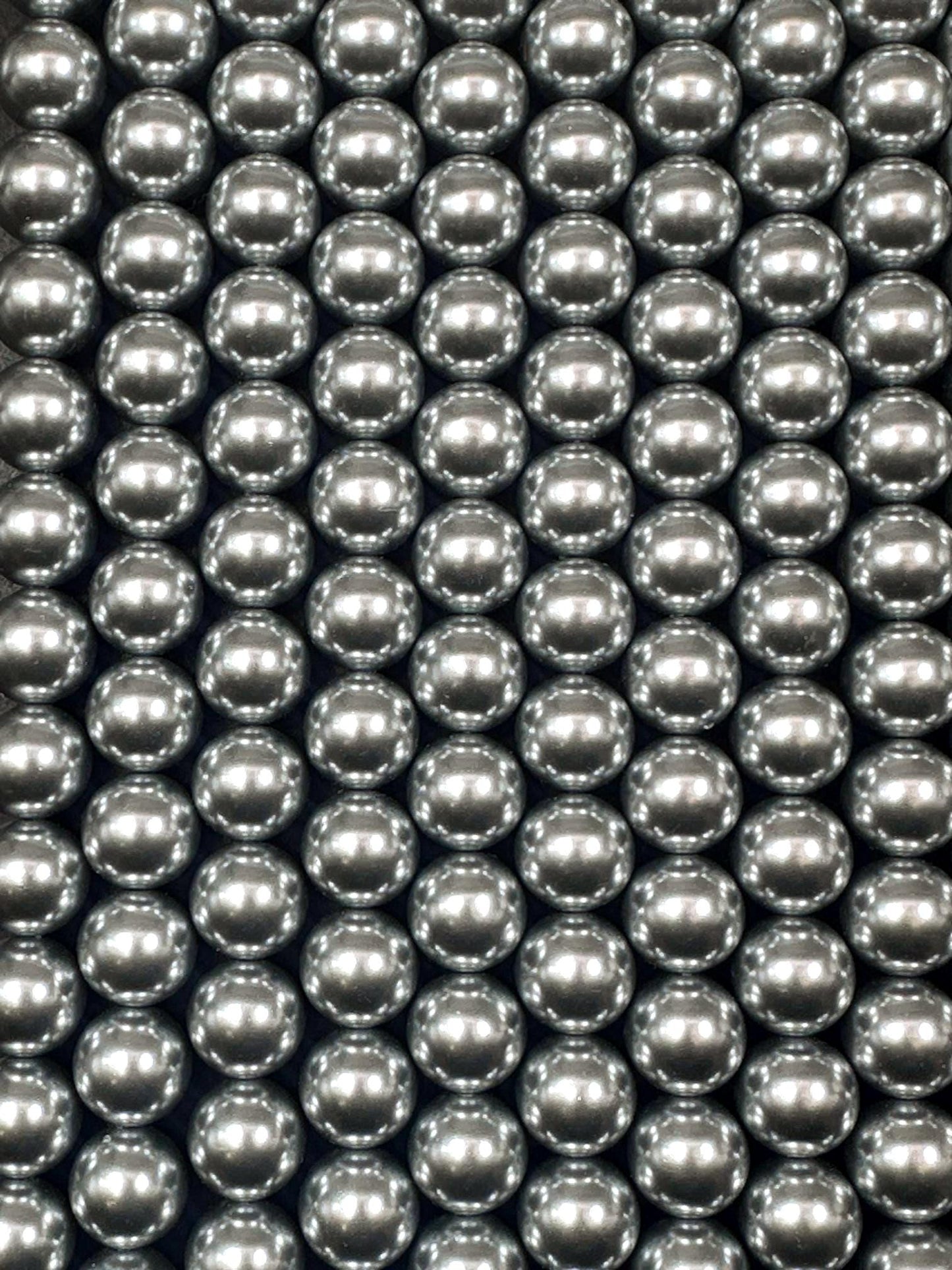 Gorgeous Silver Swarovski Pearl Crystal Beads, 4mm 6mm 8mm 10mm 12mm Round Shape Bead. Beautiful Silver Color, Great Quality 15.5"