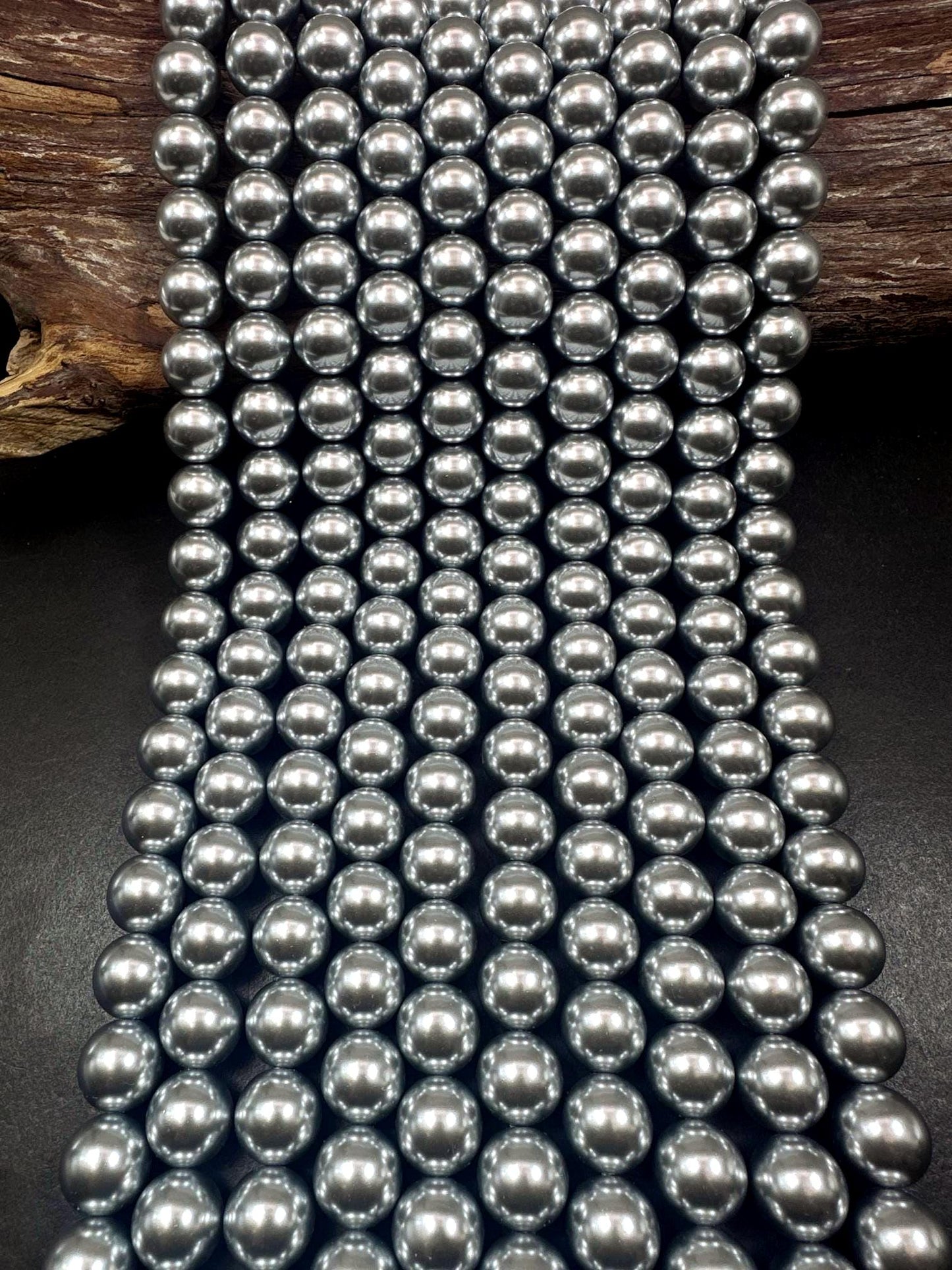 Gorgeous Silver Swarovski Pearl Crystal Beads, 4mm 6mm 8mm 10mm 12mm Round Shape Bead. Beautiful Silver Color, Great Quality 15.5"