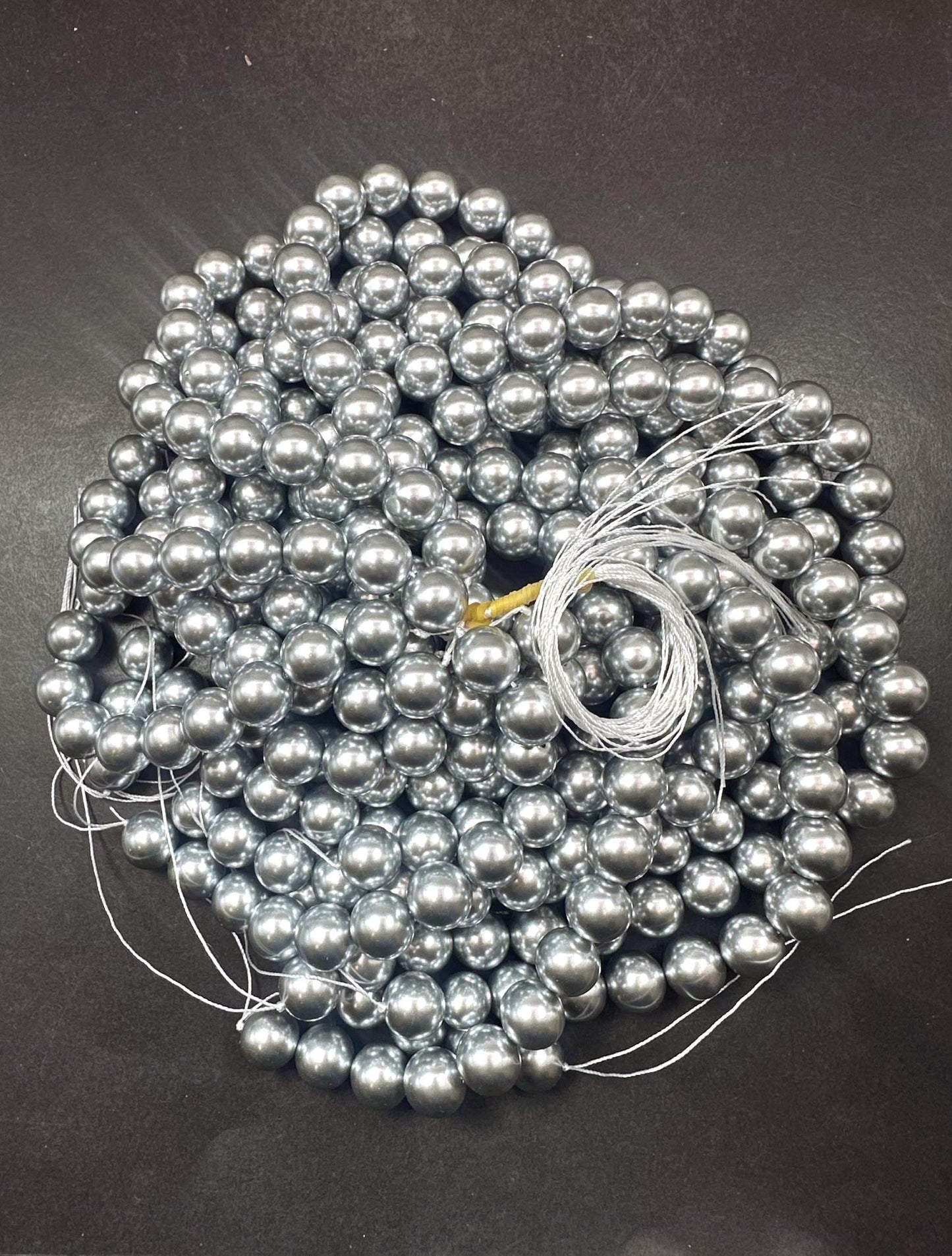 Gorgeous Silver Swarovski Pearl Crystal Beads, 4mm 6mm 8mm 10mm 12mm Round Shape Bead. Beautiful Silver Color, Great Quality 15.5"