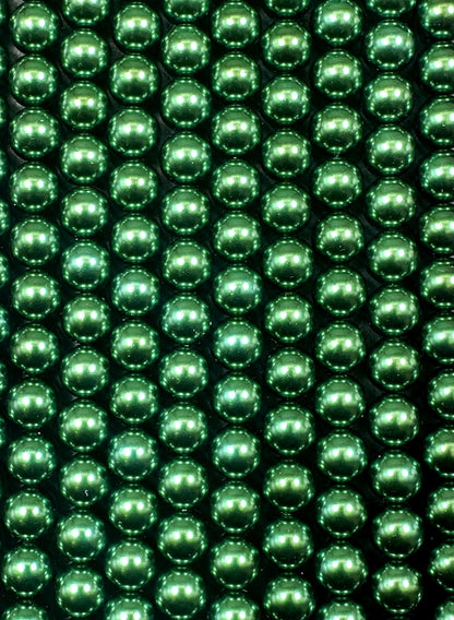Gorgeous Chinese Green Swarovski Pearl Crystal Beads, 4mm 6mm 8mm 10mm 12mm Round Shape Bead. Beautiful Green Color, Great Quality 15.5"
