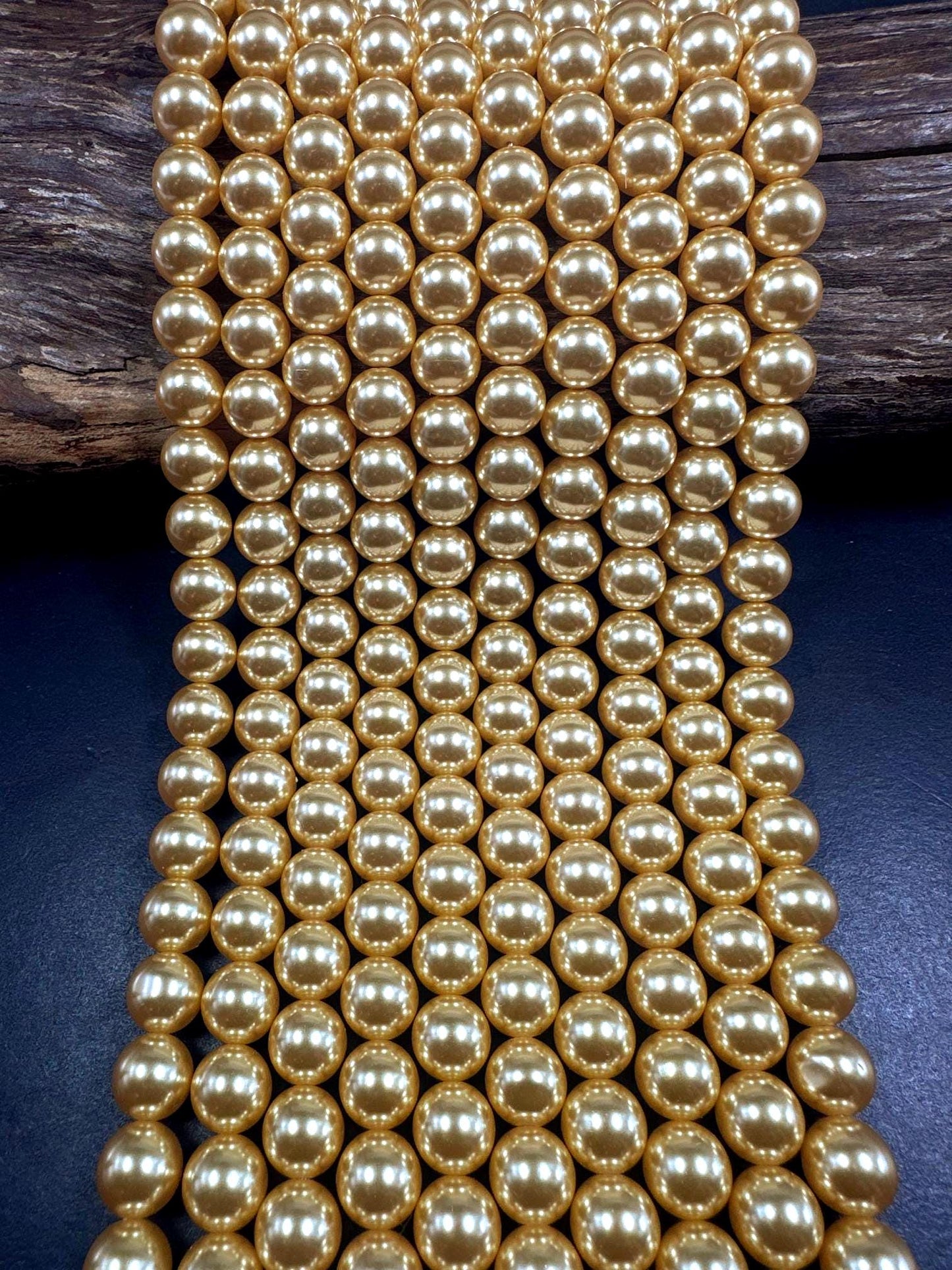 Gorgeous Golden Yellow Swarovski Pearl Crystal Beads, 6mm 8mm 10mm 12mm Round Shape Bead. Beautiful Yellow Color, Great Quality 15.5"