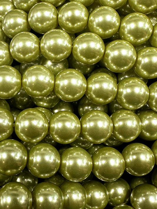 Gorgeous Chinese Sage Green Swarovski Pearl Crystal Beads, 6mm 8mm 10mm 12mm Round Shape Bead. Beautiful Green Color, Great Quality 15.5"
