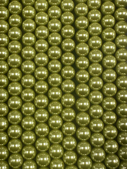 Gorgeous Chinese Sage Green Swarovski Pearl Crystal Beads, 6mm 8mm 10mm 12mm Round Shape Bead. Beautiful Green Color, Great Quality 15.5"