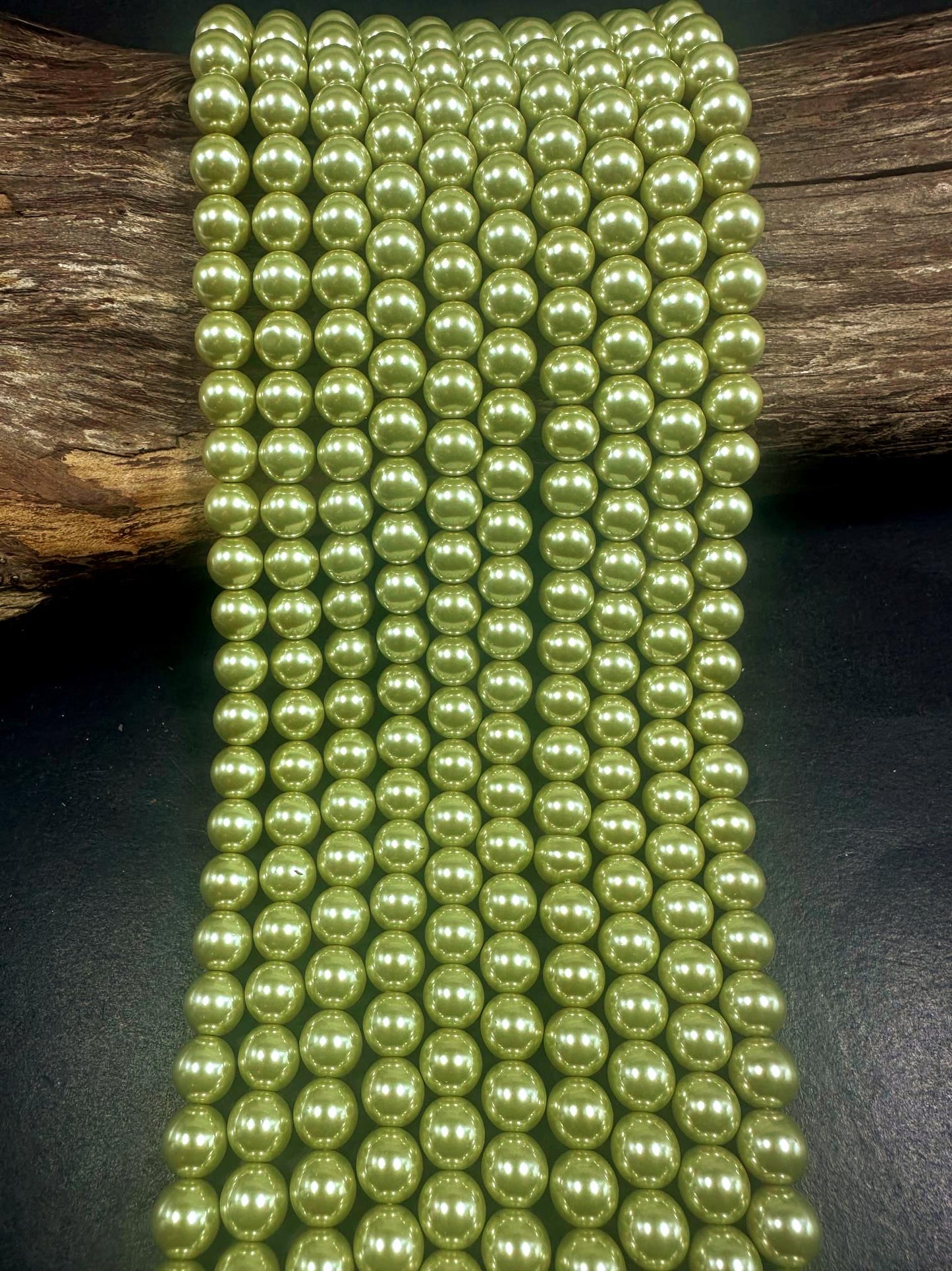 Gorgeous Chinese Sage Green Swarovski Pearl Crystal Beads, 6mm 8mm 10mm 12mm Round Shape Bead. Beautiful Green Color, Great Quality 15.5"
