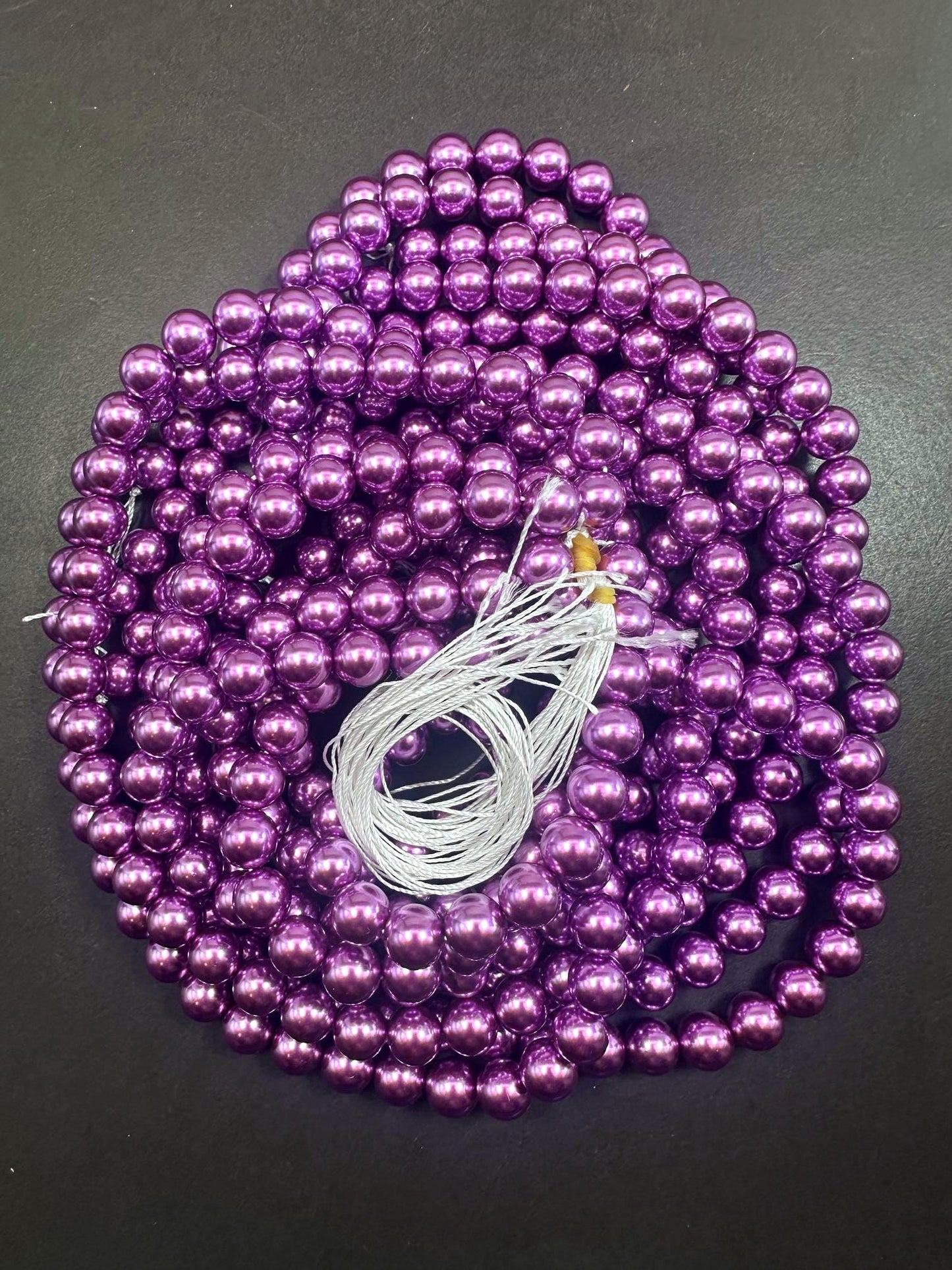 Gorgeous Chinese Purple Swarovski Pearl Crystal Beads, 6mm 8mm Round Shape Bead. Beautiful Purple Color, Great Quality 15.5"