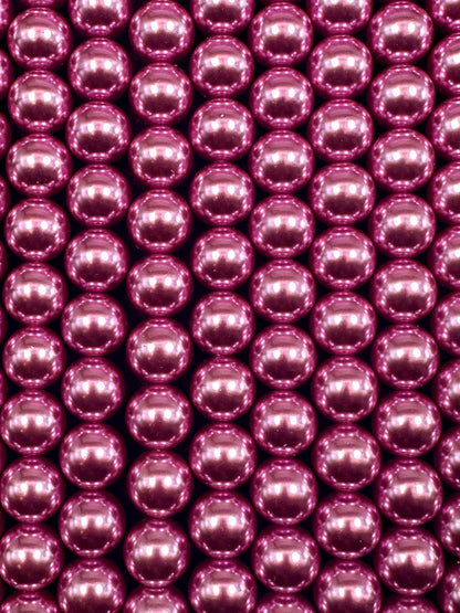Chinese Light Fuchsia Swarovski Pearl Crystal Beads, 4mm 6mm 8mm 10mm Round Shape Bead. Beautiful Pink Purple Color, Great Quality 15.5"