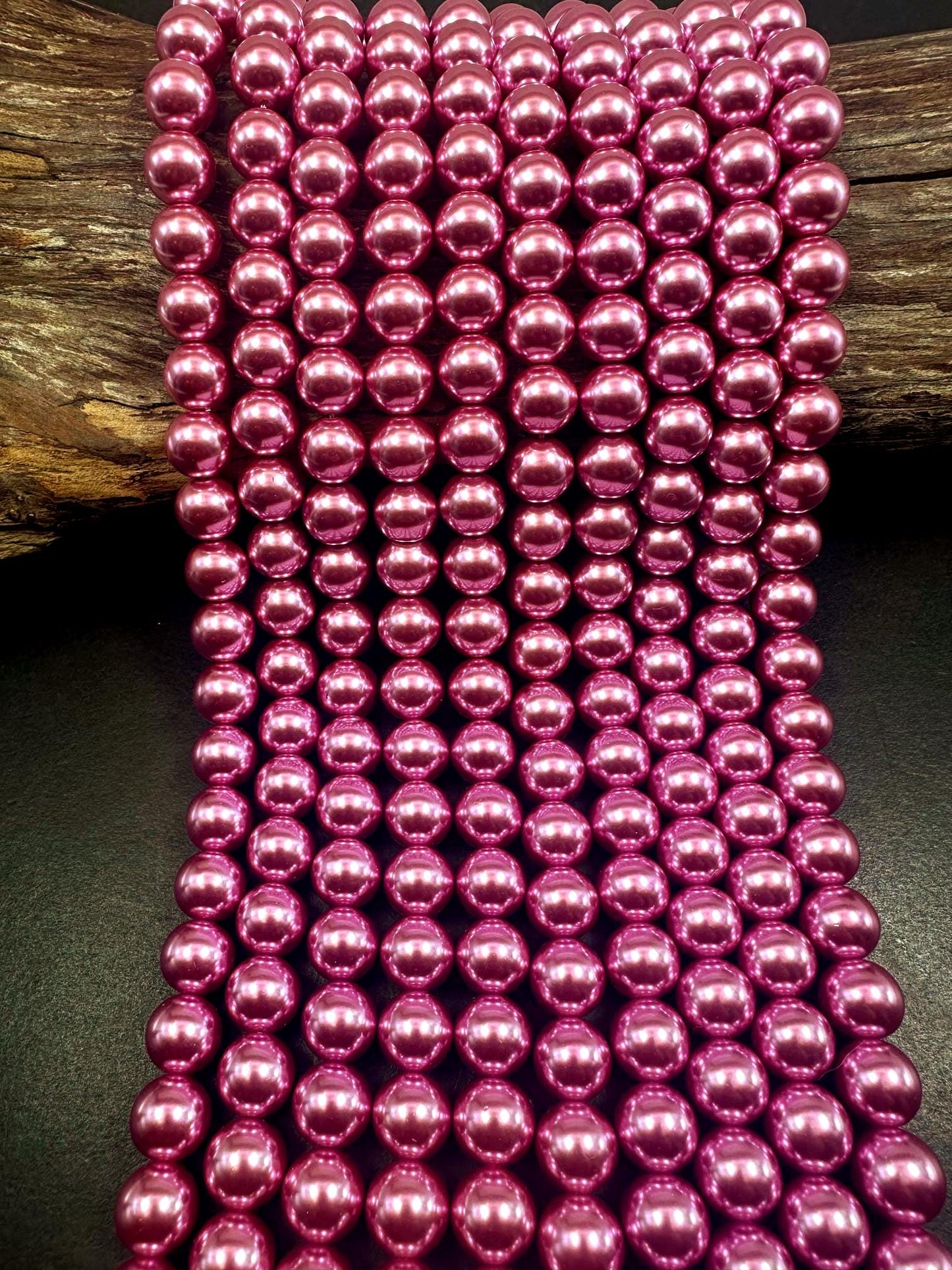 Chinese Light Fuchsia Swarovski Pearl Crystal Beads, 4mm 6mm 8mm 10mm Round Shape Bead. Beautiful Pink Purple Color, Great Quality 15.5"