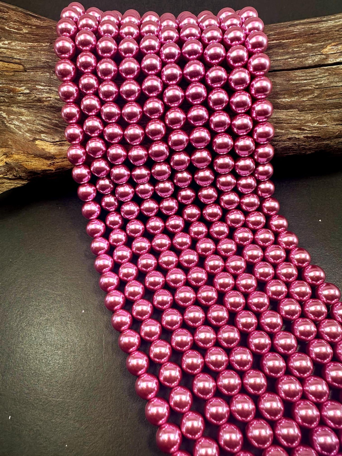 Chinese Light Fuchsia Swarovski Pearl Crystal Beads, 4mm 6mm 8mm 10mm Round Shape Bead. Beautiful Pink Purple Color, Great Quality 15.5"