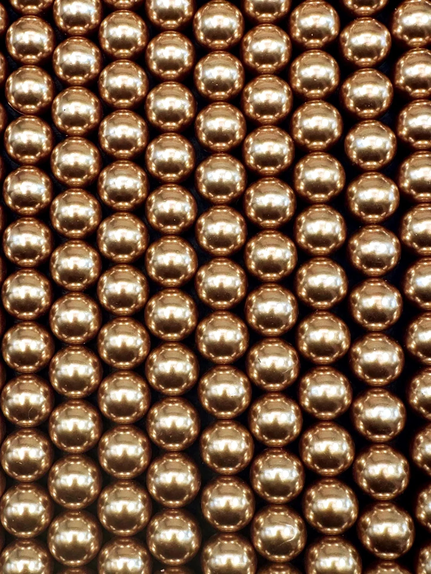 Gorgeous Chinese Gold Swarovski Pearl Crystal Beads, 6mm 8mm 10mm 12mm Round Shape Bead. Beautiful Gold Color, Great Quality 15.5"