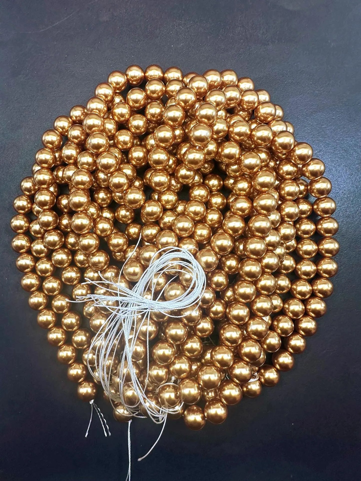 Gorgeous Chinese Gold Swarovski Pearl Crystal Beads, 6mm 8mm 10mm 12mm Round Shape Bead. Beautiful Gold Color, Great Quality 15.5"