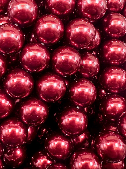Gorgeous Chinese Dark Red Swarovski Pearl Crystal Beads, 6mm 8mm 10mm 12mm Round Shape Bead. Beautiful Red Color, Great Quality 15.5"