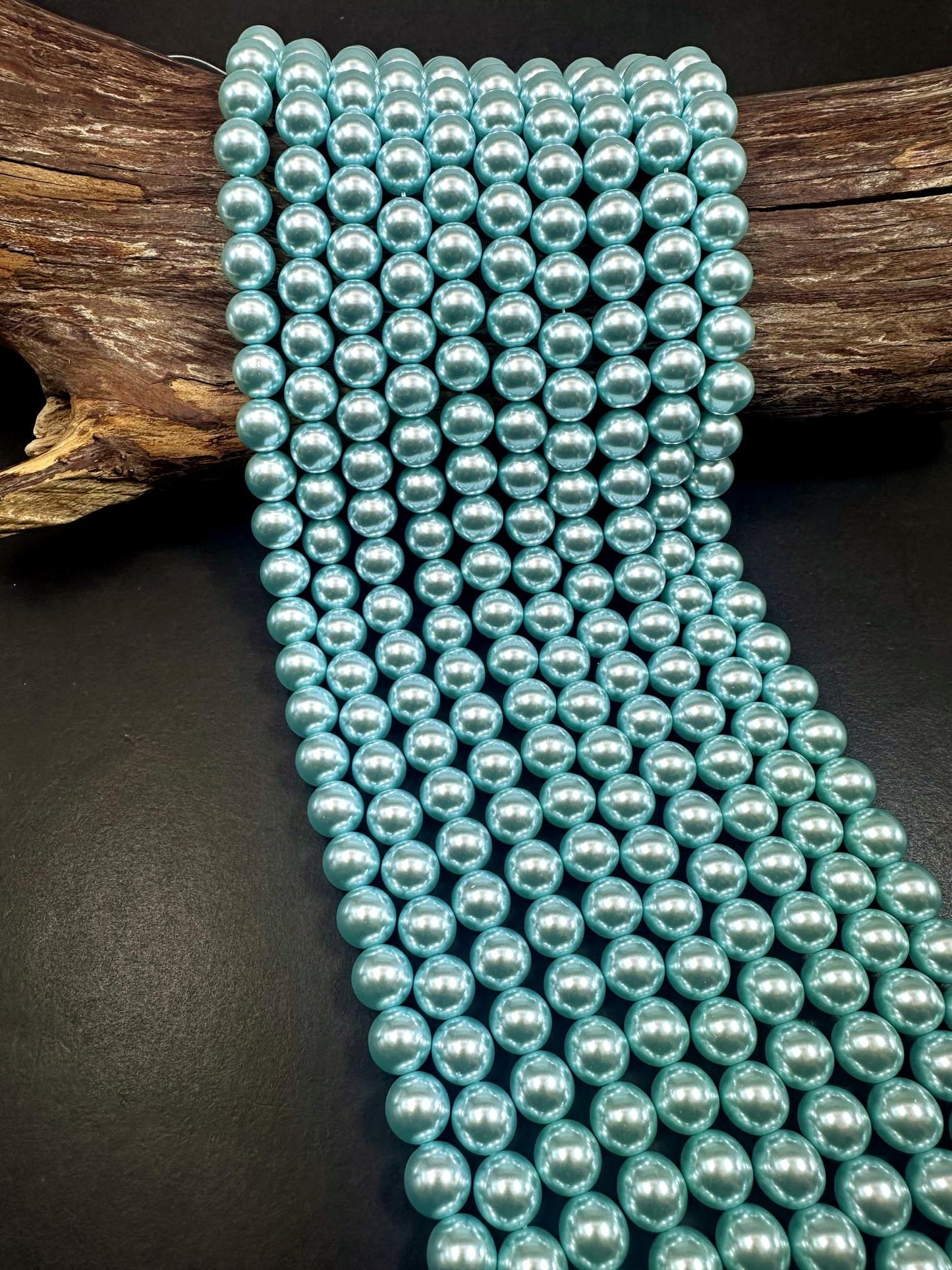 Gorgeous Chinese Sky Blue Swarovski Pearl Crystal Beads, 6mm 8mm 10mm Round Shape Bead. Beautiful Blue Color, Great Quality 15.5"