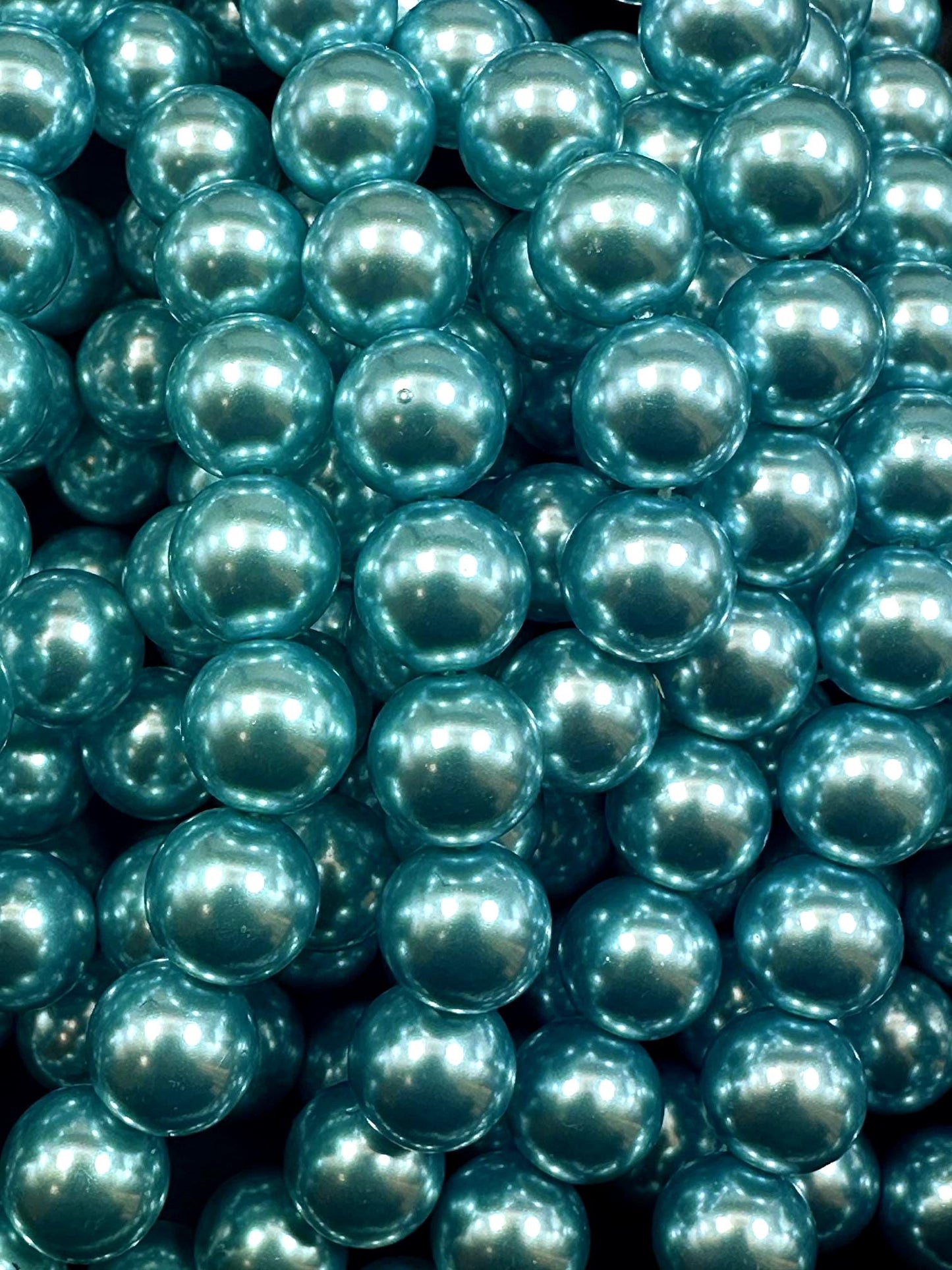 Gorgeous Chinese Dark Aqua Blue Swarovski Pearl Crystal Beads, 6mm 8mm 10mm Round Shape Bead. Beautiful Blue Color, Great Quality 15.5"