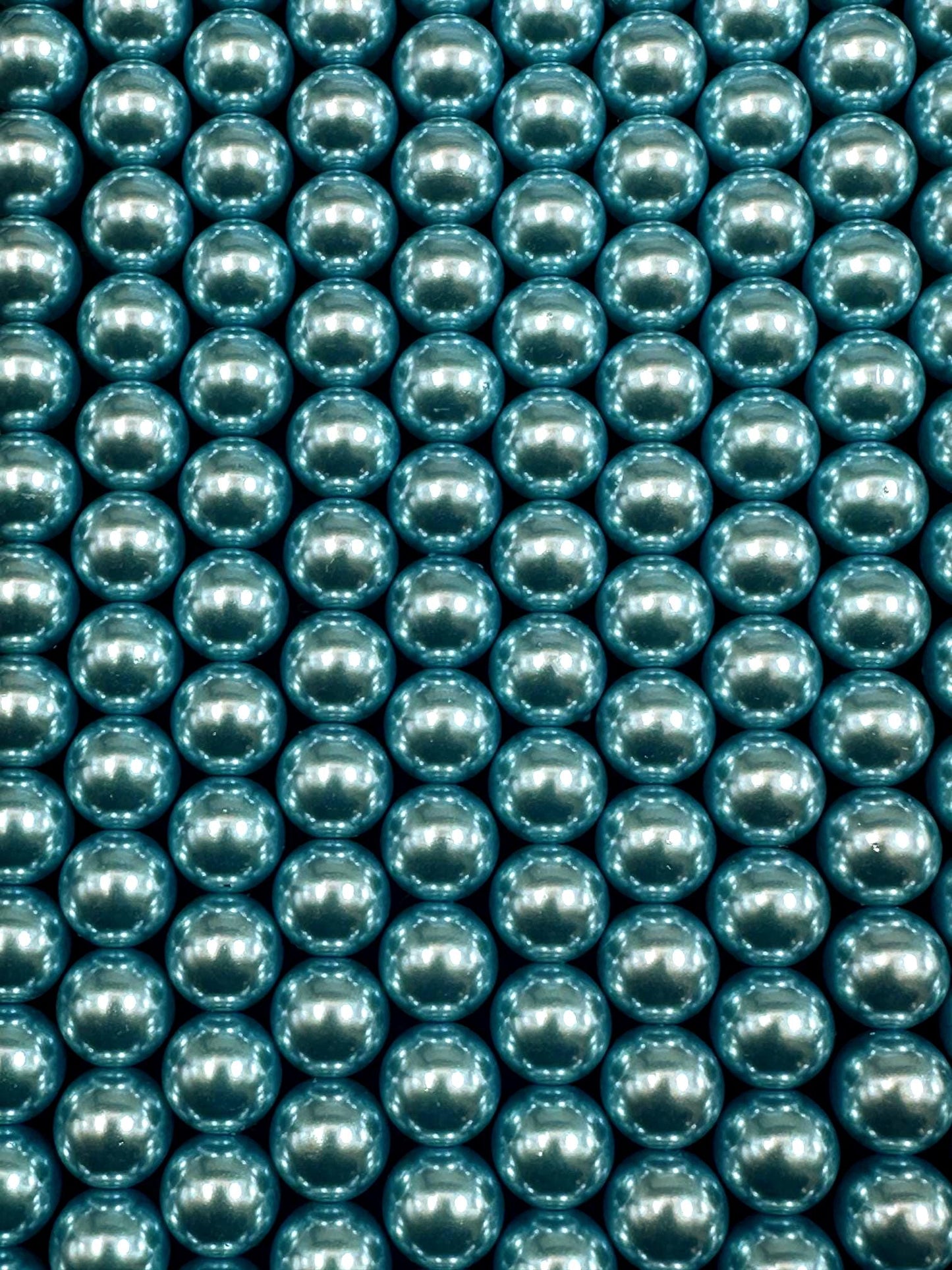 Gorgeous Chinese Dark Aqua Blue Swarovski Pearl Crystal Beads, 6mm 8mm 10mm Round Shape Bead. Beautiful Blue Color, Great Quality 15.5"