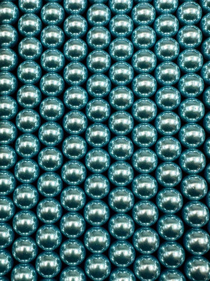 Gorgeous Chinese Dark Aqua Blue Swarovski Pearl Crystal Beads, 6mm 8mm 10mm Round Shape Bead. Beautiful Blue Color, Great Quality 15.5"