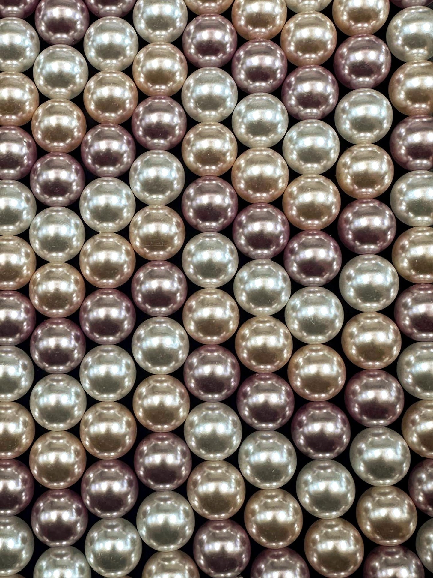 Chinese Pastel Multicolor Swarovski Pearl Crystal Beads, 8mm 10mm Round Shape Bead. Beautiful Pink Peach White Color, Great Quality 15.5"