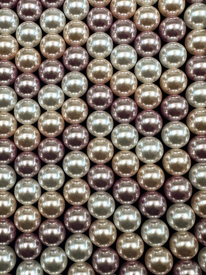 Chinese Pastel Multicolor Swarovski Pearl Crystal Beads, 8mm 10mm Round Shape Bead. Beautiful Pink Peach White Color, Great Quality 15.5"